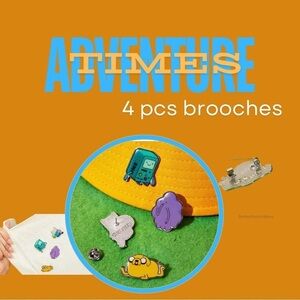 ADVENTURE TIME 4pcs Collaborative Fun Cartoon Badges Brooch Set NWOT